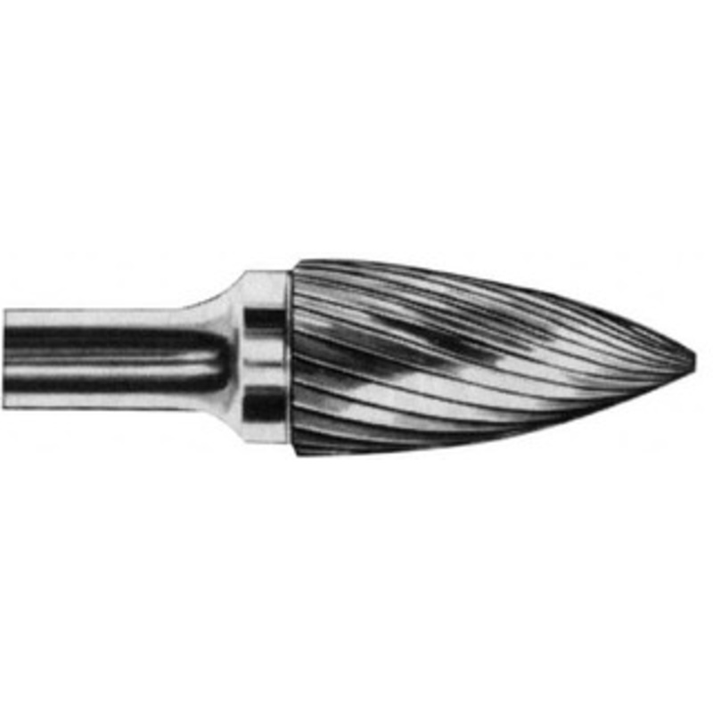 SGSPRO 1/2 Cut Diam, 3/8 Shank Diam, Carbide Double Cut Tree Burr Point End, 3 OAL, 1 LOC, Titanium Aluminum Nitride Finish 10326 – 66741984