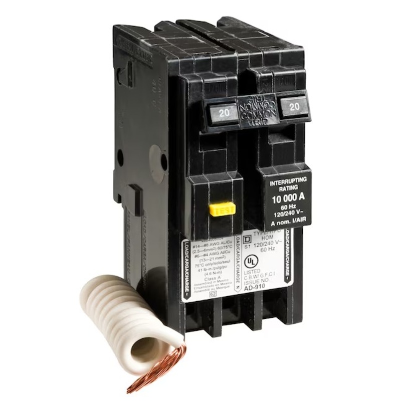 Square D HOM220GFIC Homeline 20-amp 2 -Pole GFCI Circuit Breaker | Bigbigmart.com