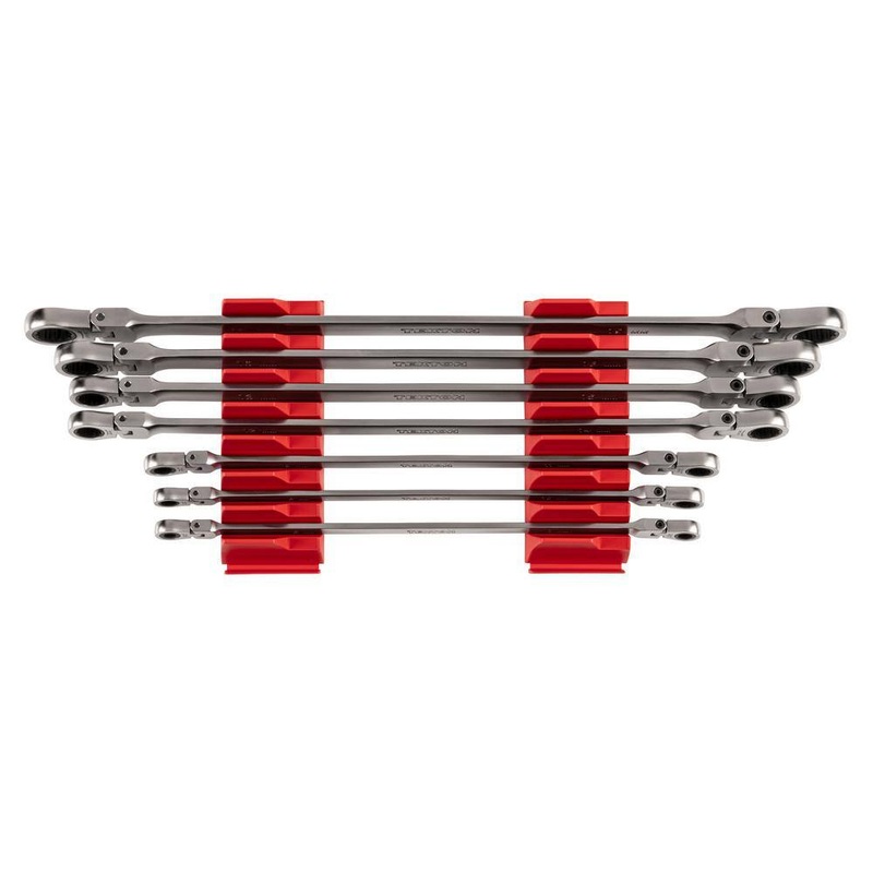 TEKTON WRB96301 6 mm-19 mm Long Flex Head 12-Point Ratcheting Box End Wrench Set with Modular Slotted Organizer (7-Piece) | Bigbigmart.com
