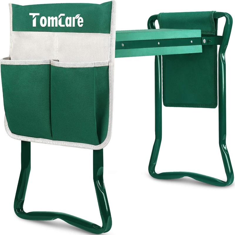 TomCare Garden Kneeler Seat Garden Bench Garden Stools Foldable Stool with Tool Bag Pouch EVA Foam Pad Outdoor Portable Kneeler for Gardening(Large-21.65 x 10.62 x 18.89,Green) | Bigbigmart.com