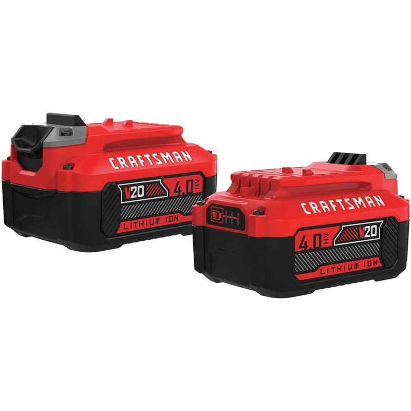 CRAFTSMAN V20 Lithium Ion Battery, 4.0-Amp Hour, 2 Pack, LED Charge Indicator (CMCB204-2) | Bigbigmart.com