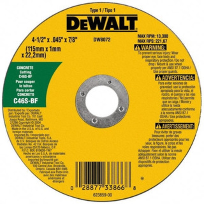 DeWALT 4-1/2 x 0.045, 7/8 Hole 30 Grit Silicon Carbide Cutoff Wheel Medium Grade, 13,300 Max RPM, Use with Angle Grinders DW8072 – 03547734