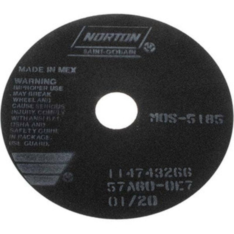 Norton 7 x 1/32, 1-1/4 Hole 60 Grit Aluminum Oxide Cutoff Wheel Medium Grade, 5,185 Max RPM, Use with Stationary Tools 66252922985 – 01833540