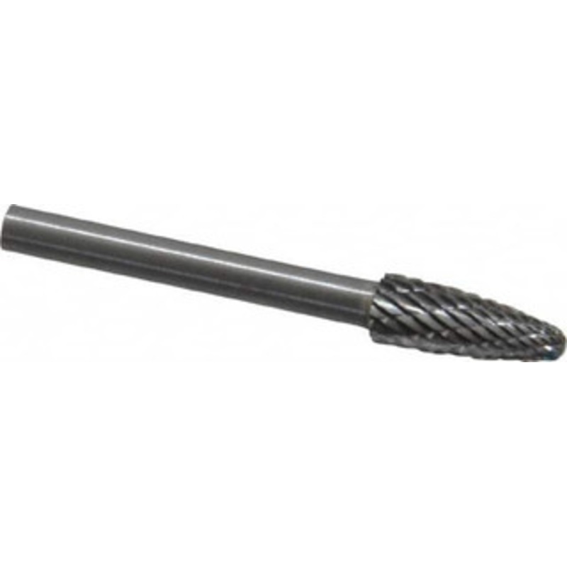 SGSPRO 3/16 Cut Diam, 1/8 Shank Diam, Carbide Double Cut Tree Burr with Radius Radius End, 1/2 LOC 13753 – 05293410