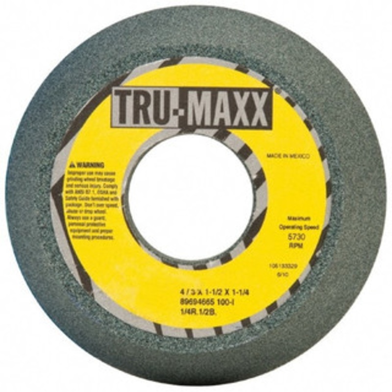 Tru-Maxx 4 Diam, 1-1/4 Hole Size, 1-1/2 Overall Thickness, 100 Grit, Type 11 Tool & Cutter Grinding Wheel Fine Grade, Silicon Carbide, I Hardness, 5,730 RPM 66253269791 – 89694665