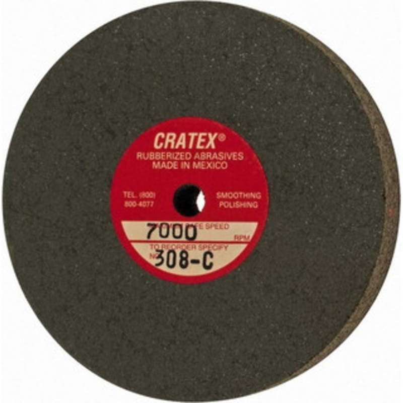 Cratex 3 Diam x 1/4 Hole x 1/2 Thick, Surface Grinding Wheel Silicon Carbide, Coarse Grade, 7,000 Max RPM, Rubber Bond, No Recess 308C – 05086384