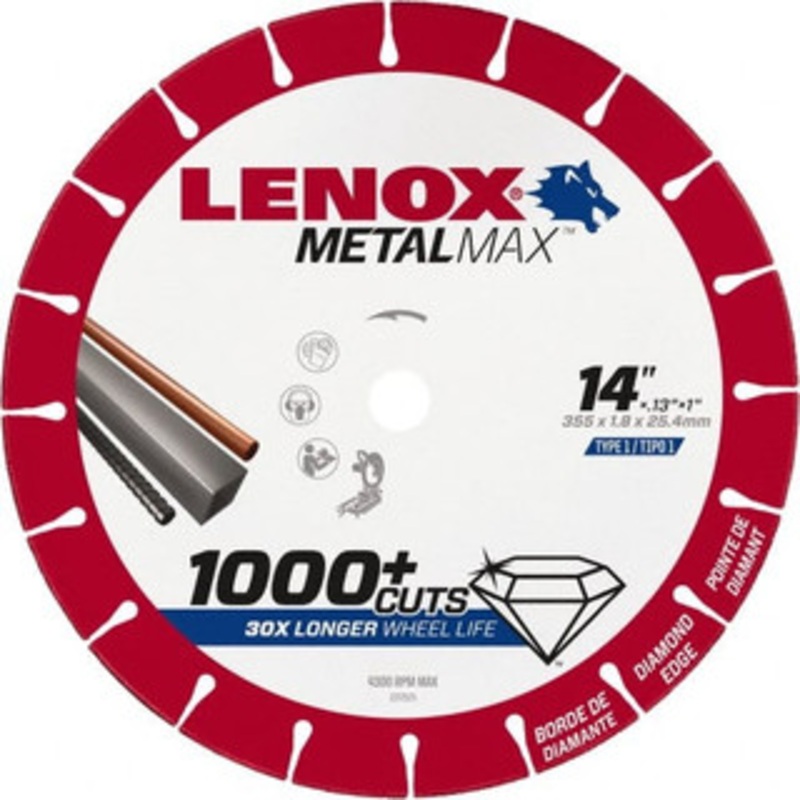 Lenox 14 x 0.13, 1 Hole 25/30 Grit Diamond Cutoff Wheel 4,300 Max RPM, Use with Stationary Tools 1972929 – 49596703