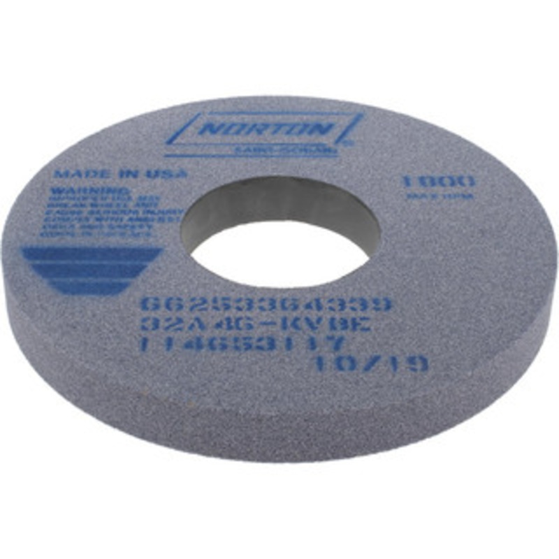 Norton 14 Diam x 5 Hole x 1-1/2 Thick, K Hardness, 46 Grit Surface Grinding Wheel Aluminum Oxide, Type 1, Coarse Grade, 1,800 Max RPM, Vitrified Bond, No Recess 66253364339 – 02058600