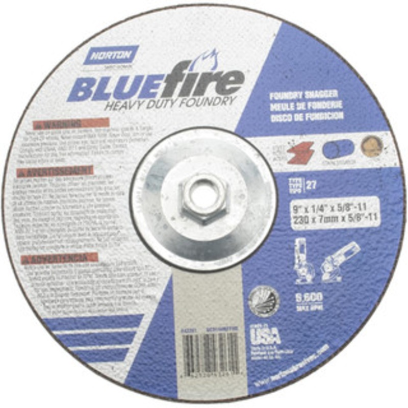 Norton 20 Grit, 9 Wheel Diam, 1/4 Wheel Thickness, Type 27 Depressed Center Wheel Zirconia Alumina/Silicon Carbide Blend, R Hardness, 6,600 Max RPM, Compatible with Angle Grinder 66252843261 – 59938035