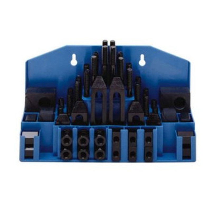 TE-CO 52 Piece Fixturing Step Block & Clamp Set with 1 Step Block, 11/16 T-Slot, 1/2-13 Stud Thread 1-1/8 Nut Width, 3, 4, 5, 6, 7 & 8 Stud Lengths 20403 – 97-903-9