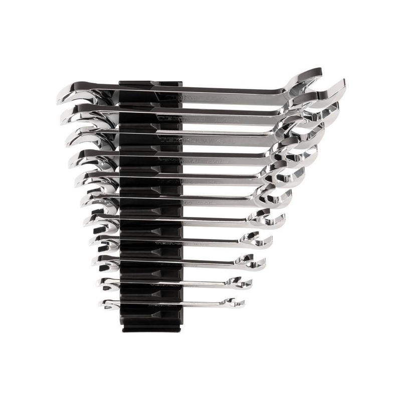 TEKTON WAE95102 3/8 in. to 1 in. Angle Head Open End Wrench Set with Modular Slotted Organizer (11-Piece) | Bigbigmart.com