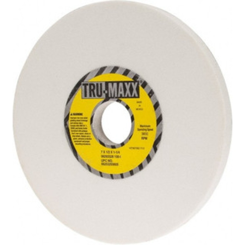 Tru-Maxx 7 Diam x 1-1/4 Hole x 1/2 Thick, I Hardness, 100 Grit Surface Grinding Wheel Aluminum Oxide, Type 1, Fine Grade, 3,600 Max RPM, Vitrified Bond, No Recess 66253255605 – 06293328