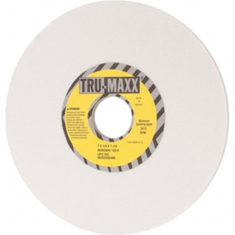 Tru-Maxx 7 Diam x 1-1/4 Hole x 1/4 Thick, K Hardness, 120 Grit Surface Grinding Wheel Aluminum Oxide, Type 1, Fine Grade, 3,600 Max RPM, Vitrified Bond, No Recess 66253255486 – 06293500