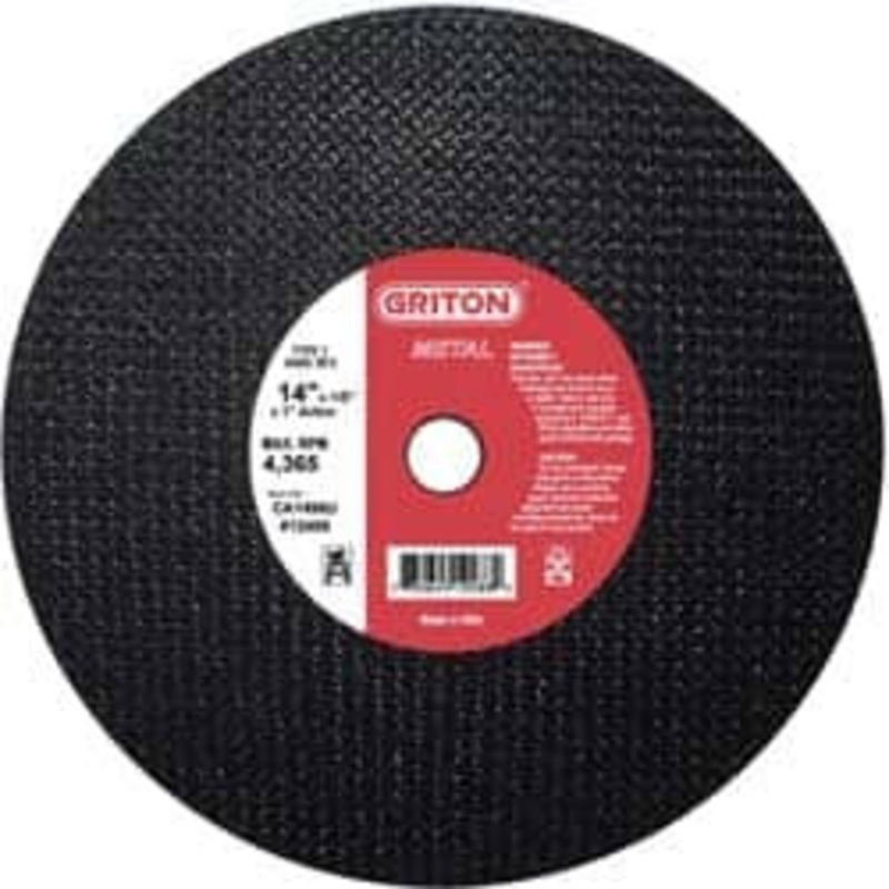 Value Collection 14 x 1/8, 1 Hole 36 Grit Aluminum Oxide Cutoff Wheel Very Coarse, Reinforced, 4,365 Max RPM, Use with Stationary Tools CA1498U – 05865407