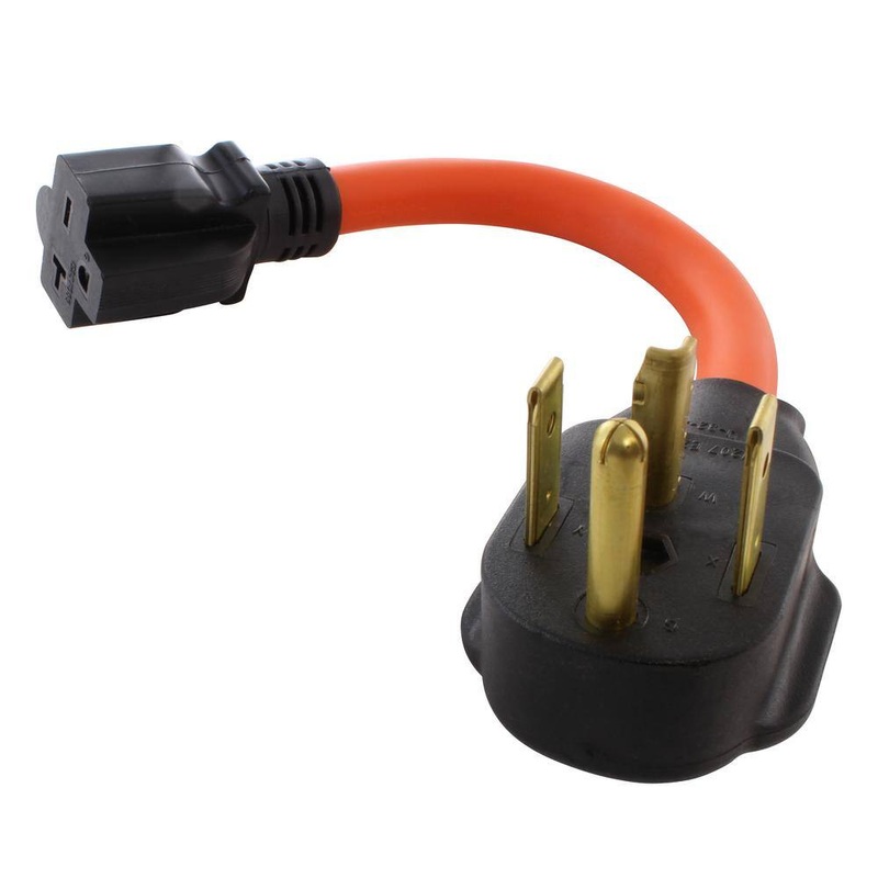 AC WORKS S1430620-012 10/3 STW 1 ft. 14-30P 30 Amp 4-Prong Dryer Plug to 6-15/20R 20 Amp 250-Volt T Blade Connector | Bigbigmart.com