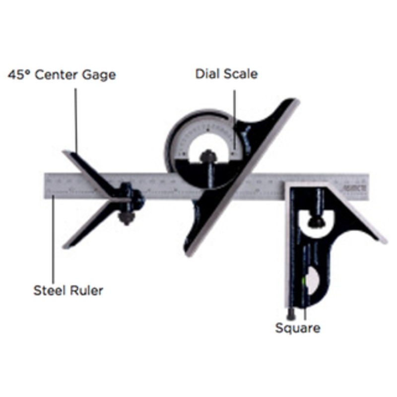 Asimeto 4 Piece Combination Square Set w/ E/M Ruler – 7490204