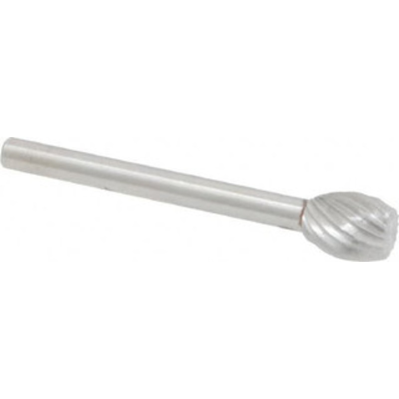 Made in USA 1/4 Cut Diam, 1/8 Shank Diam, High Speed Steel Single Cut Oval Burr with Flat Flat End, 1-1/2 OAL, 5/16 LOC H9 – 00439091