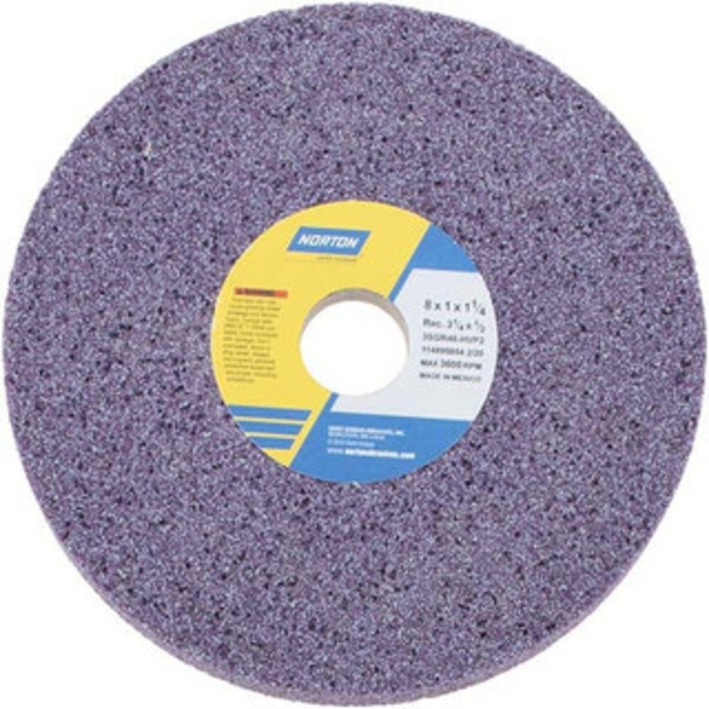 Norton 8 Diam x 1-1/4 Hole x 1 Thick, H Hardness, 46 Grit Surface Grinding Wheel Ceramic, Type 5, Coarse Grade, 3,600 Max RPM, Vitrified Bond, One-Side Recess 66253019362 – 82034935