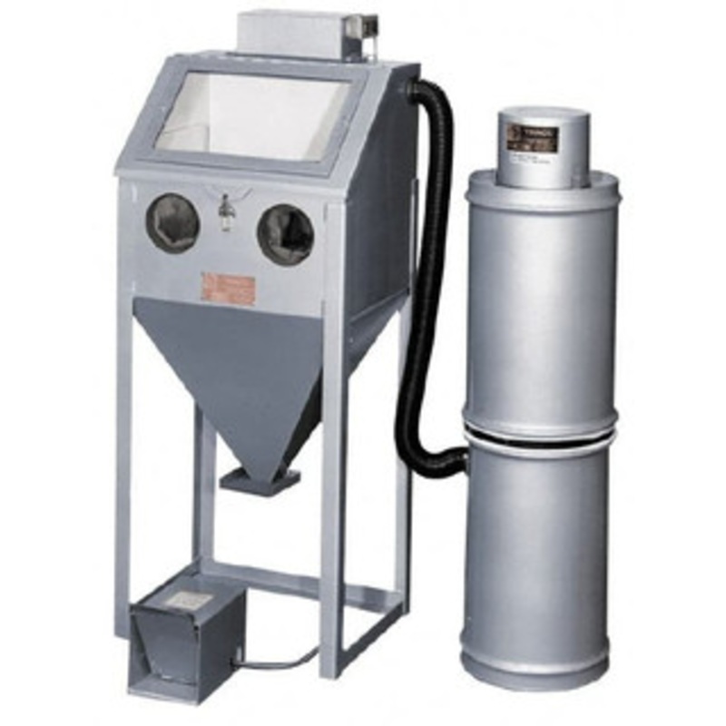 Trinco 24 x 18 x 23 Working Dimensions Free-Standing Pressure Sandblaster 16 CFM @ 80 psi, 26 Overall Cabinet Width x 62 Overall Cabinet Height x 18 Max Cabinet Depth, Steel, Dust Collector 10000240 – 82944042