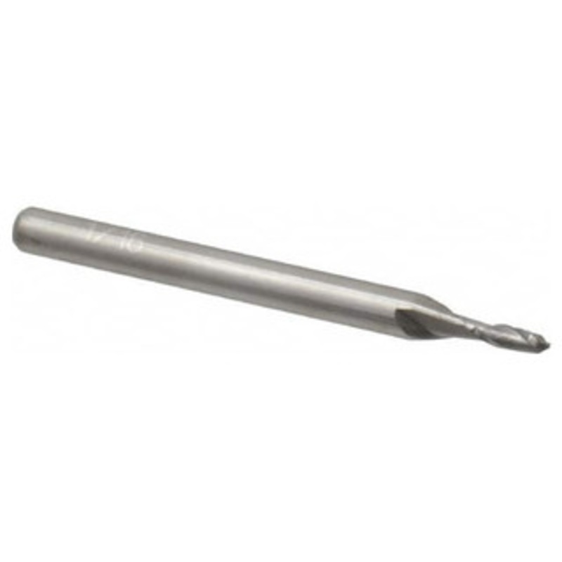 Atrax 2-Flute Centercutting Ball Single End Mill, 1/16 Mill Dia., 1/8 Shank Dia., 3/16 LOC – 45-512-1