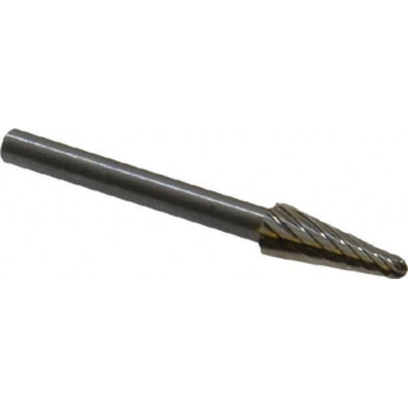 Atrax 3/16 Cut Diam, 1/8 Shank Diam, 14 Single Cut Taper Burr Radius End, 1-1/2 OAL, 1/2 LOC SL-53SC-ATX – 85283448
