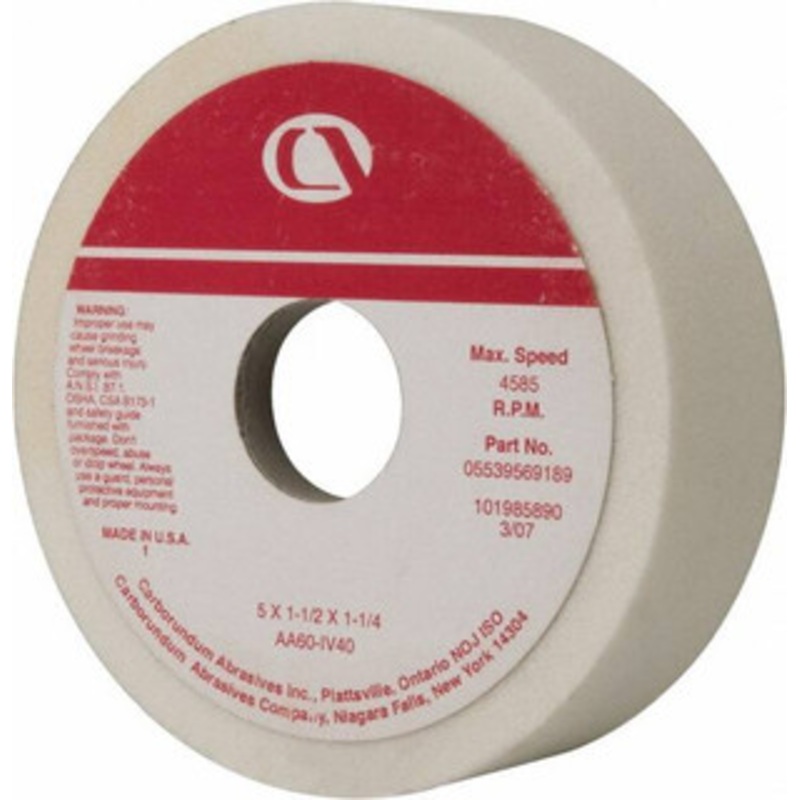 Grier Abrasive 5 Diam, 1-1/4 Hole Size, 1-1/2 Overall Thickness, 60 Grit, Type 6 Tool & Cutter Grinding Wheel Medium Grade, Aluminum Oxide, I Hardness, Vitrified Bond, 4,966 RPM T6-5W33396 – 80718059
