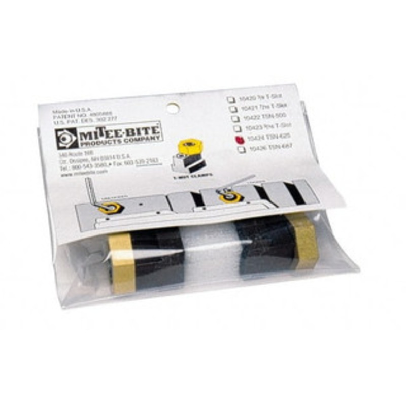 Mitee-Bite 1 Brass Hex, 5/8 T-Slot, 1/2-13 Stud Thread, Symmetrical Hex Clamp 3/8 Hex Height, 3,000 Lb Holding Force, 1 Long Thread, 45 Ft/Lb Torque, 2 Clamps 10424 – 00454900