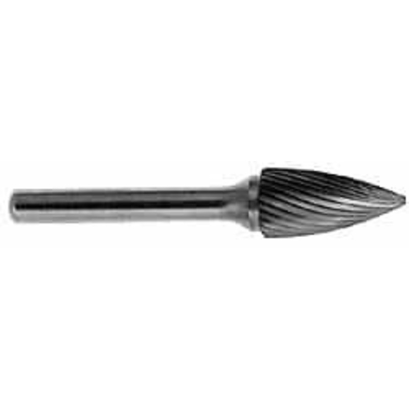 SGSPRO 1/2 Cut Diam, 1/4 Shank Diam, Carbide Single Cut Tree Burr Point End, 2-1/2 OAL, 3/4 LOC 14050 – 05290648