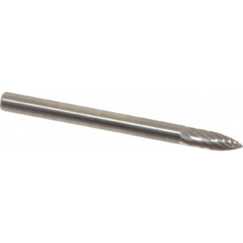 SGSPRO 1/8 Cut Diam, 1/8 Shank Diam, Carbide Single Cut Tree Burr Point End, 1-1/2 OAL, 3/8 LOC 14200 – 05292990