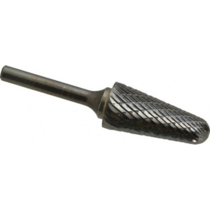 SGSPRO 3/4 Cut Diam, 1/4 Shank Diam, 14 Carbide Double Cut Taper Burr Radius End, 1-1/2 LOC 15353 – 05292024