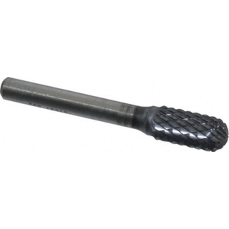 SGSPRO 3/8 Cut Diam, 1/4 Shank Diam, Carbide Double Cut Cylinder Burr with Radius Radius End, 2-1/2 OAL, 3/4 LOC, Titanium Aluminum Nitride Finish 10310 – 66741828