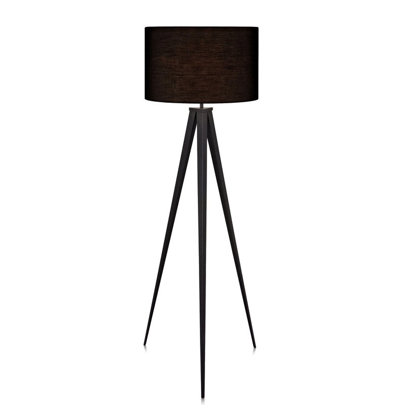 Teamson Home Romanza 60.23 Postmodern Tripod Floor Lamp with Drum Shade, Matte Black | Bigbigmart.com