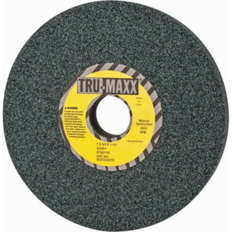 Tru-Maxx 7 Diam x 1-1/4 Hole x 3/4 Thick, I Hardness, 60 Grit Surface Grinding Wheel Silicon Carbide, Type 5, Medium Grade, 3,600 Max RPM, Vitrified Bond, One-Side Recess 66253246701 – 67962100