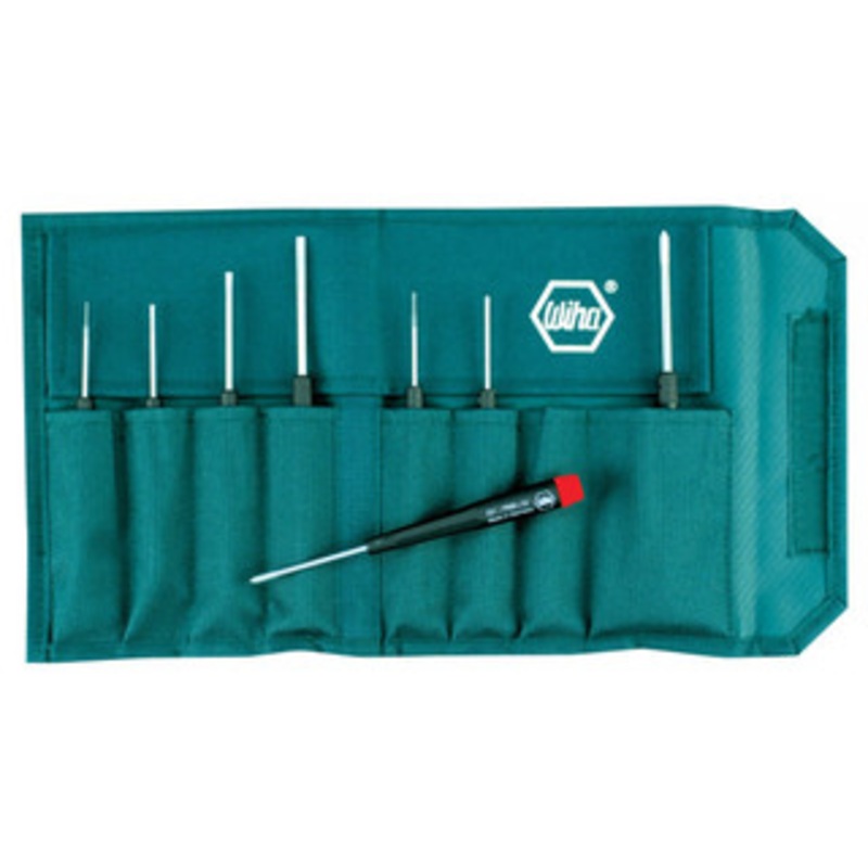 Wiha Precision Slotted/Phillips Screwdrivers, 8 Piece Set in Canvas Pouch – 26199