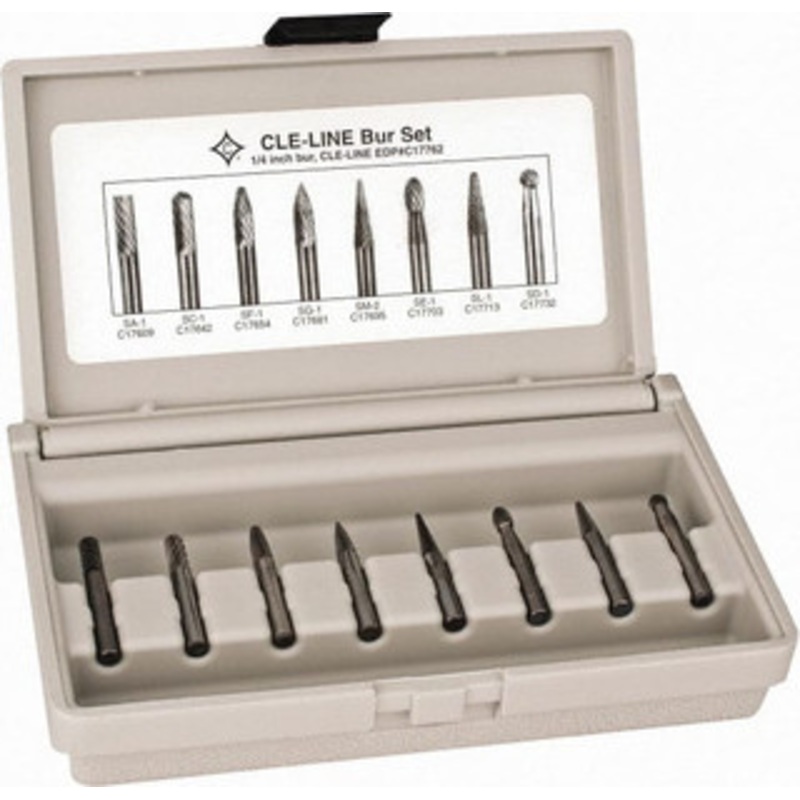 Cle-Line 8 Piece, 1/4 Shank Burr Set Solid Carbide, Multiple Head Shapes C17762 – 57591943