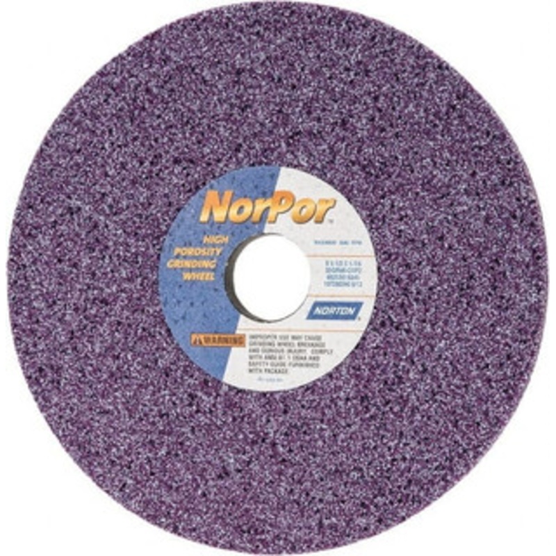 Norton 8 Diam x 1-1/4 Hole x 1/2 Thick, G Hardness, 46 Grit Surface Grinding Wheel Ceramic, Type 1, Coarse Grade, 3,600 Max RPM, Vitrified Bond, No Recess 66253019345 – 82034760