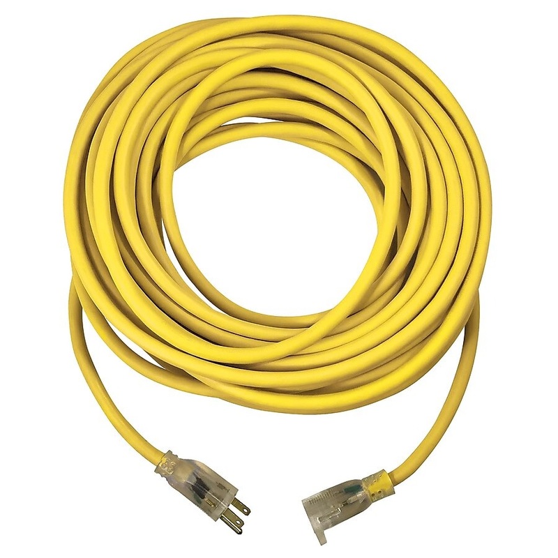 USW 74100 12 gauge Heavy Duty Yellow Extension Cords with Lighted Plugs 100-ft 12 / 3 3 Prong Yellow Outdoor SJTW Heavy Duty Lighted Extension Cord | Bigbigmart.com