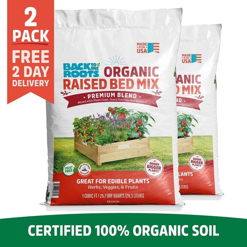 Back to the Roots 47071-DS Organic Raised Bed Soil (2 1 cu.ft. Bags ) | Bigbigmart.com