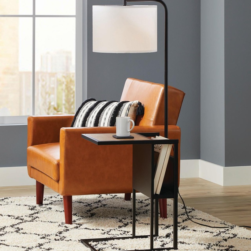 Better Homes & Gardens Brand Matte Black Floor Lamp with Magazine Rack – Metal Material | Bigbigmart.com