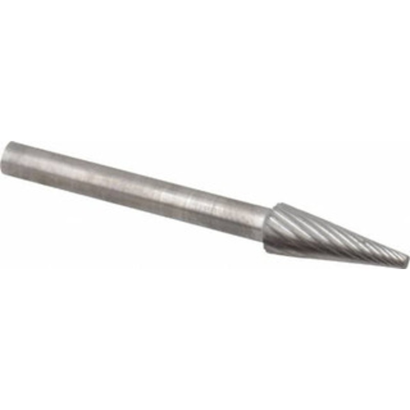 SGSPRO 3/16 Cut Diam, 1/8 Shank Diam, 16 Carbide Single Cut Cone Burr Point End, 1/2 LOC 15775 – 05293139