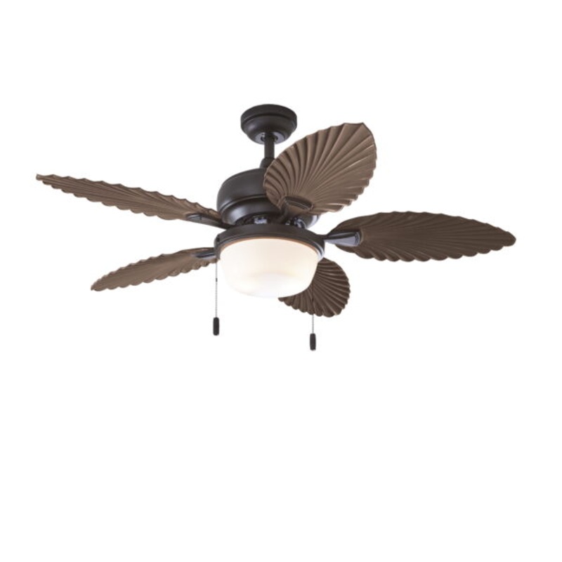 Better Homes & Gardens Clara 52 Bronze Ceiling Fan, Palm Leaf, 5 Blade, LED Light, Indoor/ Outdoor | Bigbigmart.com