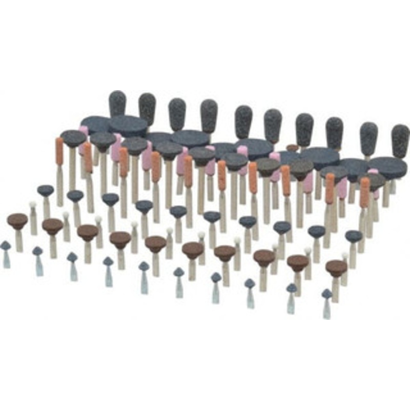 Grier Abrasive 100 Piece Aluminum Oxide Vitrified Mounted Stone Abrasive Point Set Assorted Shapes KIT-1/8-RAND100 – 05103148