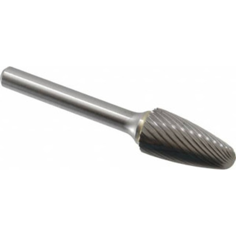 Made in USA 1/2 Cut Diam, 6mm Shank Diam, Carbide Single Cut Tree Burr with Radius Radius End, 2-3/4 OAL, 1 LOC SF-5MM-SC – 00468462