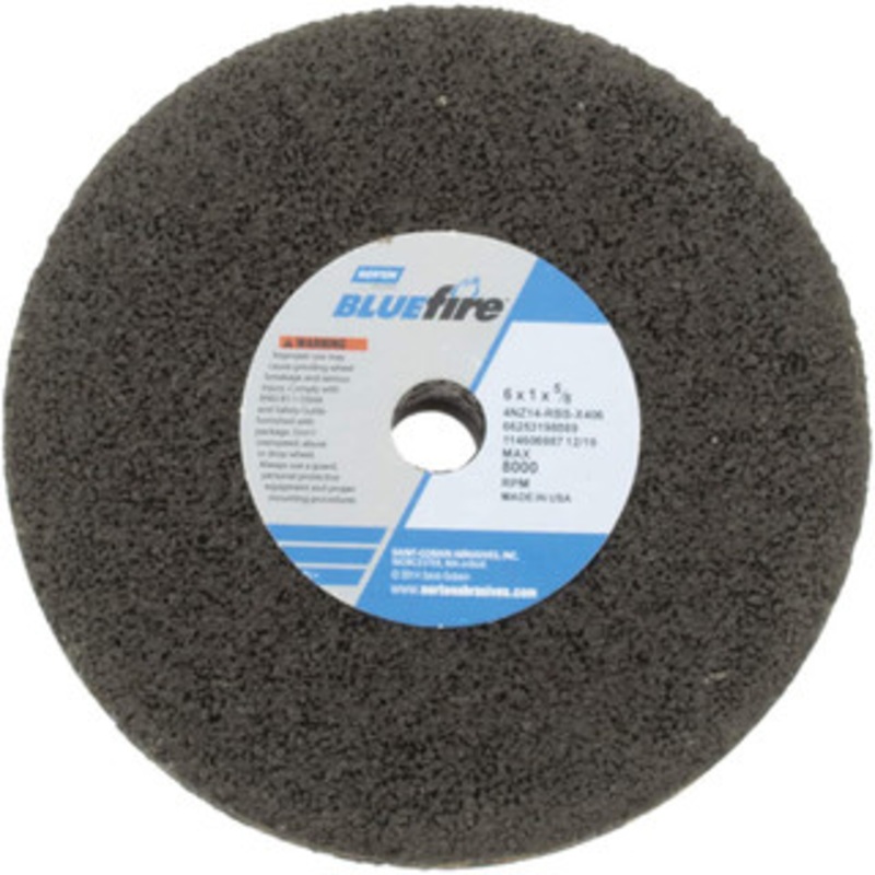 Norton 6 Diam x 5/8 Hole x 1 Thick, R Hardness, 14 Grit Surface Grinding Wheel Zirconia Alumina, Type 1, Very Coarse Grade, 8,000 Max RPM, No Recess 66253198589 – 63166151