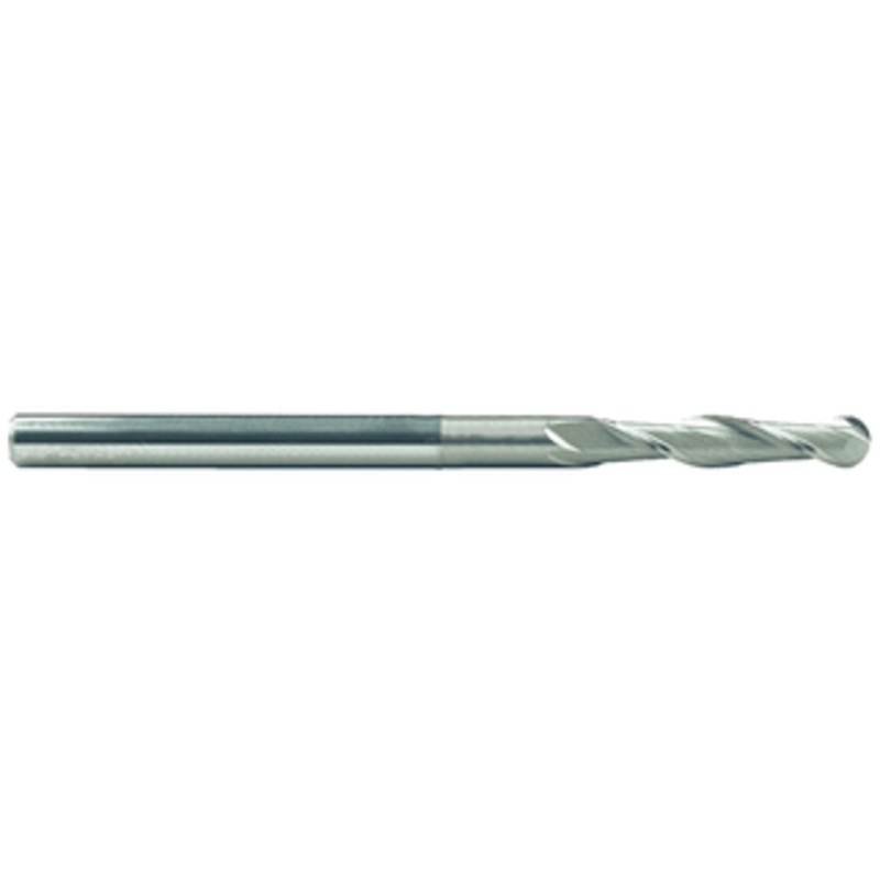 Rushmore USA 2 Flute Ball End Long Reach Undercut Shank Micrograin Carbide Single End Mill, 3/8 Size & Shank Diameter, 1 Length of Cut, 1-3/8 Neck Length 4 Overall Length