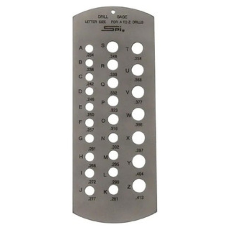 SPI Drill Gage, A-Z Letter Sizes, 6 Long, 2-1/2 Wide, 26 Holes – 14-186-1