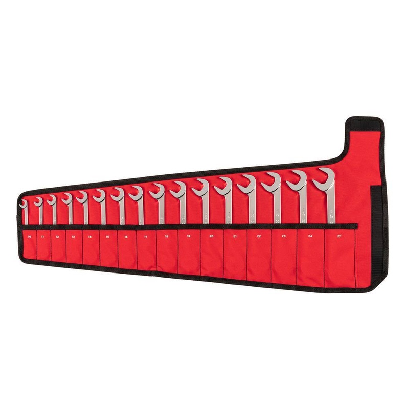 TEKTON WAE92202 10 – 27 mm Angle Head Open End Wrench Set with Pouch (16-Piece) | Bigbigmart.com