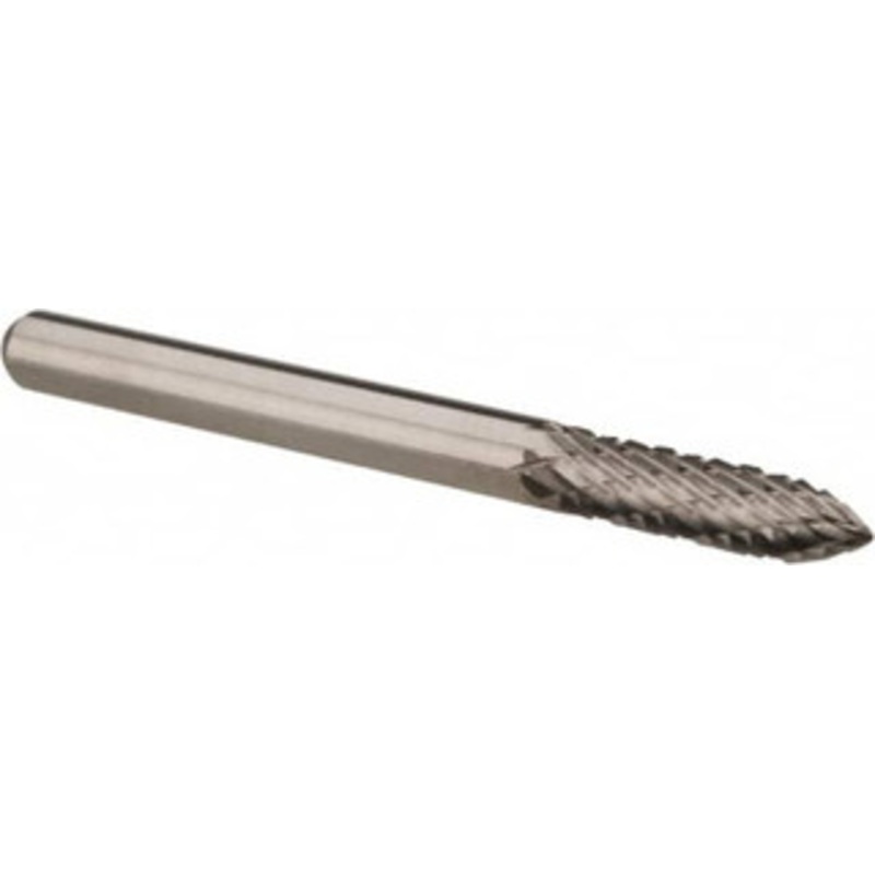 Atrax 1/8 Cut Diam, 1/8 Shank Diam, Carbide Double Cut Tree Burr Point End, 1-1/2 OAL, 1/2 LOC SG-44DC-ATX – 07588692