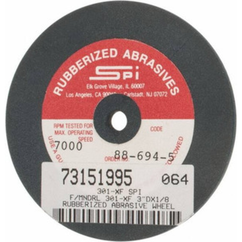 Made in USA 3 Diam x 1/4 Hole x 1/8 Thick, 240 Grit Surface Grinding Wheel Aluminum Oxide/Silicon Carbide Blend, Very Fine Grade, 7,000 Max RPM 301-XF SPI – 73151995