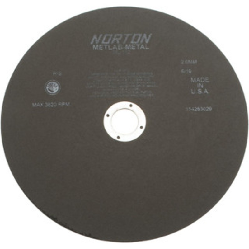 Norton 12 x 0.078, 1-1/4 Hole Aluminum Oxide Cutoff Wheel 3,820 Max RPM, Use with Stationary Tools 66253322151 – 42064626